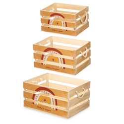 Fából készült dekoratív dobozok szivárvány mintával, 3 db