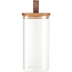 Üveg befőttesüveg fából készült fedéllel, légmentes zárás.