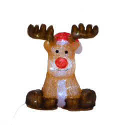 Fénylő karácsonyi dísz, rénszarvas, 30 cm