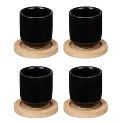 BUMY teáscsészék fából készült alátétekkel, 4 darab