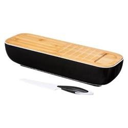 Bagettatartó doboz deszkával + kés, 40 x 12 cm