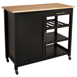 Konyhai kocsi polcokkal, 48x100x88 cm, fekete