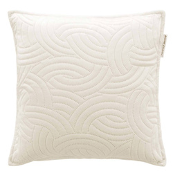 Fényes dekoratív párnahuzat a nappaliba SOLANGE, dombornyomott minta, krémszínű