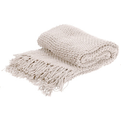 Pamut ágytakaró rojtokkal, 130 x 170 cm