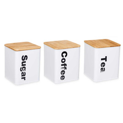 Fém kávé- és teásdobozok, fehér, 3 darab