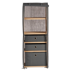 Szövetből készült polcos szekrény 3 fiókkal.