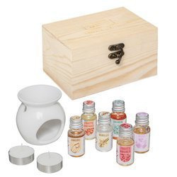 Ajándékcsomag illatgyertyával, 6 olajjal