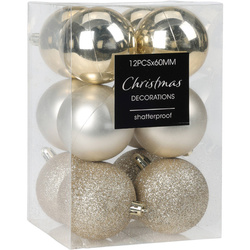 Karácsonyi díszek készlete, 12 darab, Ø 6 cm