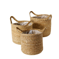 Cserép burkolat, fonott kosár tengeri fűből David, 3 darab