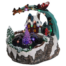 Karácsonyi betlehem Mikulás szánjával, LED világítással