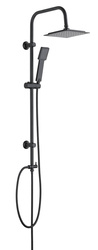 Fekete matt zuhanykészlet esőztetővel és kézi zuhanyzóval, Cuadro, WENKO