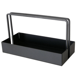 Fekete Como dekoratív fém tálca, 14 x 30 cm