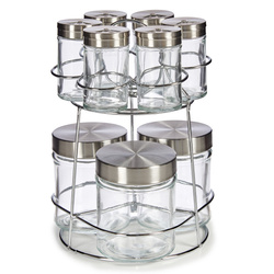 Fűszertartók NIVAN fém állványon, 9 üvegcse.