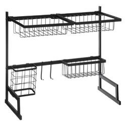 Fém konyhai szervező a mosogató fölé csepegtetővel.