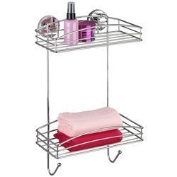 WENKO kétszintes fürdőszobai polc, 2 kosár fürdőszobai kiegészítőknek Vacuum-Loc rögzítéssel