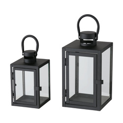 Fém lámpás üvegablakkal, két méretben, ARANA