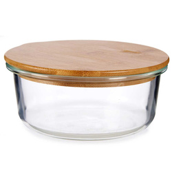 Üveg élelmiszer tároló bambusz, légmentes fedéllel
