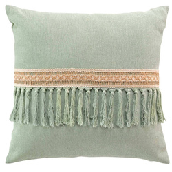 Díszpárna pamutból juta díszítéssel és bojtokkal JANARA, 45 x 45 cm