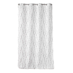 Fehér SAKURA függöny, gyűrűs, növényi minta