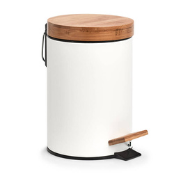 Fém és bambusz fürdőszobai kosár, Ø 16,8 cm