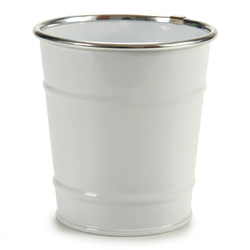 Vödör típusú virágcserép, ón, fehér, Ø 10 cm