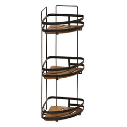 Fekete akác sarokpolc zuhanyzóhoz, fúrás nélkül, 23,5 x 19,5 x 55 cm