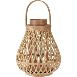 Rattan lámpás üvegalappal gyertyához, Ø 25 cm