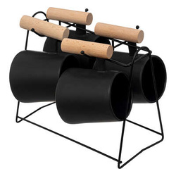 Fekete kávéscsészék TRIBECART állványon, 4 darab, 220 ml