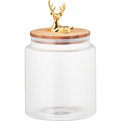 Üveg tárolóedény fedéllel, rénszarvassal, 1100 ml