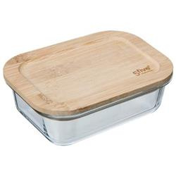 Üveg élelmiszer tárolóedény, bambusz fedél