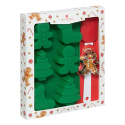 Ünnepi sütőfelszerelés készlet, formázó lapáttal és szilikon forma.