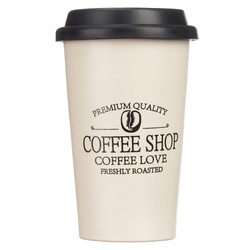 Autós kávés pohár COFFEE SHOP, szilikon fedéllel, 440 ml