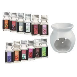 Illatosító kandalló + 12 illóolaj, készlet