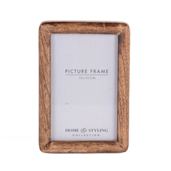Fából készült, álló fényképkeret, mangófából, 23 x 2 x 28 cm