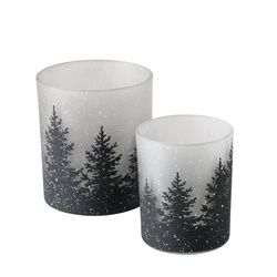 SHADOW lakkozott üveg gyertyatartók, 2 db.