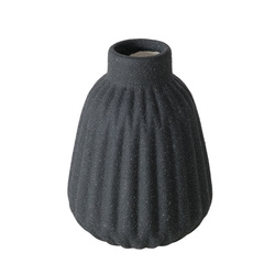 ESKO csíkos kerámiaváza, matt fekete