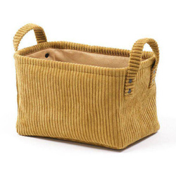 Tároló kosár fogantyúkkal, kordbársony szerkezet, 25 x 15 cm