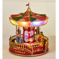 Karácsonyi LED karusszel zenével és forgó figurákkal, 23 x 28 cm