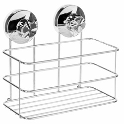 Fürdőszobai polc, tapadókoronggal rögzítve, krómozott acél, magas