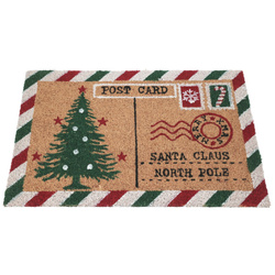 Kókuszrostból készült lábtörlő 59x39 cm, levél Mikulásnak, 2. minta
