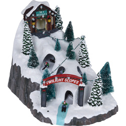 Téli vidámpark, LED mozgó jelenet, 34 x 25 cm