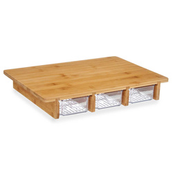 Bambusz vágódeszka három tárolóval, 28 x 40 x 6 cm