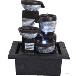 Otthoni szökőkút, álló dekoráció, LED háttérvilágítás, 21,5 x 19 x 26 cm