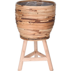 Kaspó lábakkal, Ø 18 x 35 cm, rattan.