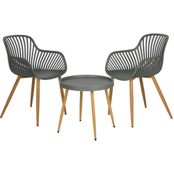 Műanyag kerti bútorkészlet, asztal és 2 fotel