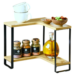 Sarkos konyhai polc fából készült polcokkal, 30 x 30 x 28 cm