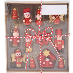 Fából készült karácsonyi játékok készlete, 12 db.
