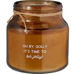 Üveg edényben lévő gyertya ünnepi mintával, Ø 16 cm, narancssárga