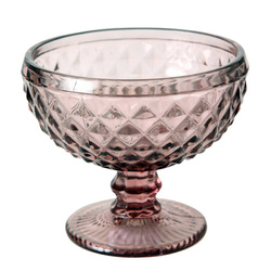 Desszert- és fagyis tál, rózsaszín üveg, Ø 12 cm