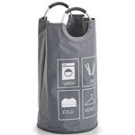 Mosoda kosár fogantyúkkal, textil zsák a fehérneműhöz, eredeti és tartós tároló a fürdőszobába, szürke.